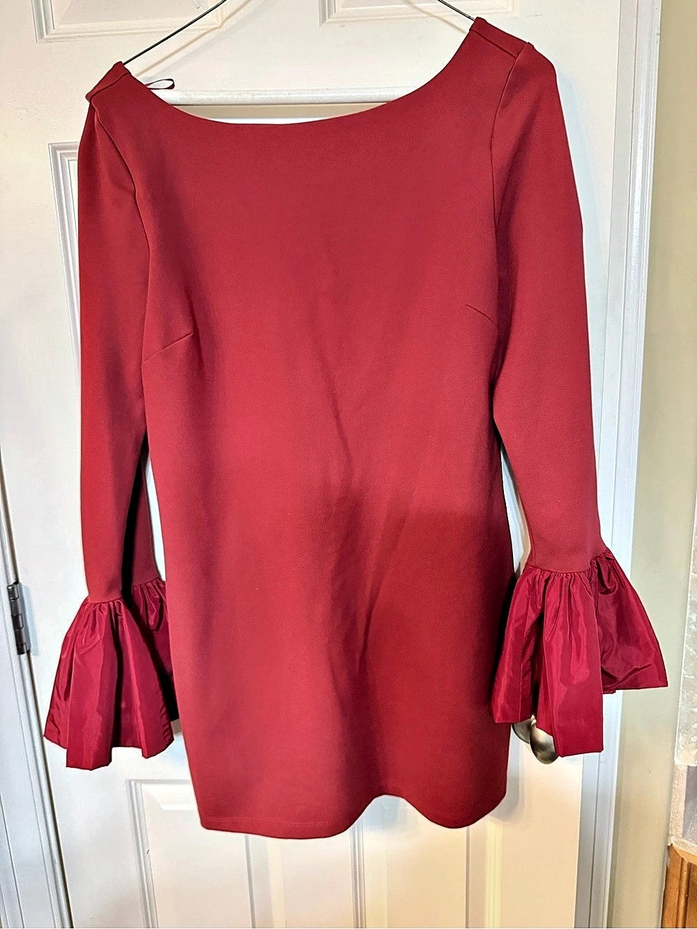 STAUD Red Bell Sleeve Mini Dress Size XL Like New
